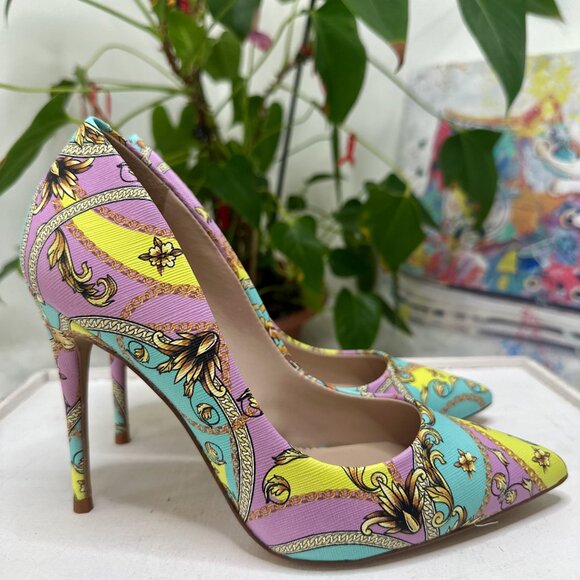 💛 ALDO Multicolor Patterned Pointed Toe Heels 💛 - Picture 1 of 8